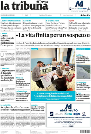 Prima pagina La Tribuna di Treviso di oggi - Quotidiano regionale