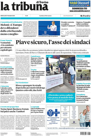 Prima pagina La Tribuna di Treviso di oggi - Quotidiano regionale