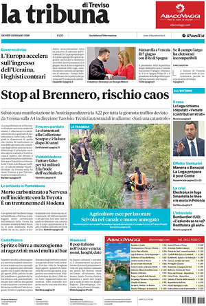 Prima pagina La Tribuna di Treviso di oggi - Quotidiano regionale
