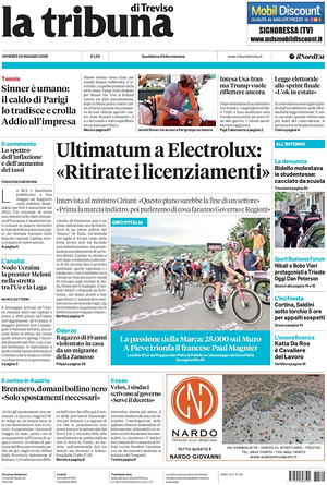 Prima pagina La Tribuna di Treviso di oggi - Quotidiano regionale