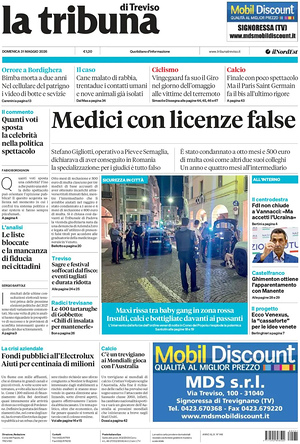 Prima pagina La Tribuna di Treviso di oggi - Quotidiano regionale