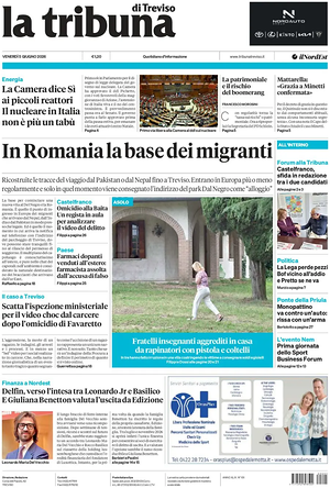 Prima pagina La Tribuna di Treviso di oggi - Quotidiano regionale