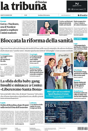 Prima pagina La Tribuna di Treviso di oggi - Quotidiano regionale