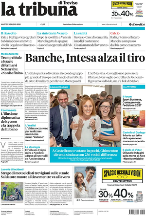 Prima pagina La Tribuna di Treviso di oggi - Quotidiano regionale