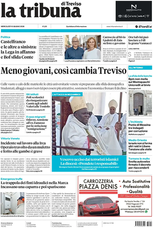 Prima pagina La Tribuna di Treviso di oggi - Quotidiano regionale