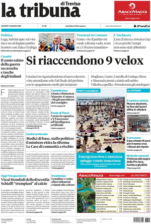 Prima pagina La Tribuna di Treviso di oggi - Quotidiano regionale