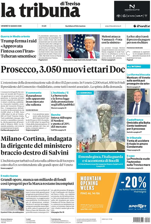 Prima pagina La Tribuna di Treviso di oggi - Quotidiano regionale