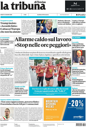 Prima pagina La Tribuna di Treviso di oggi - Quotidiano regionale
