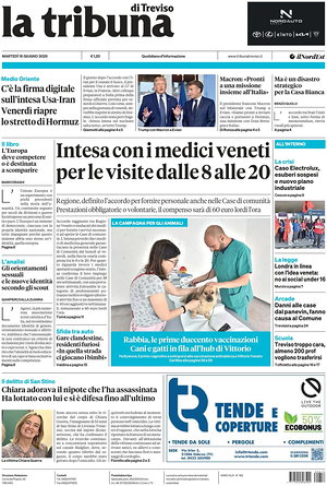 Prima pagina La Tribuna di Treviso di oggi - Quotidiano regionale