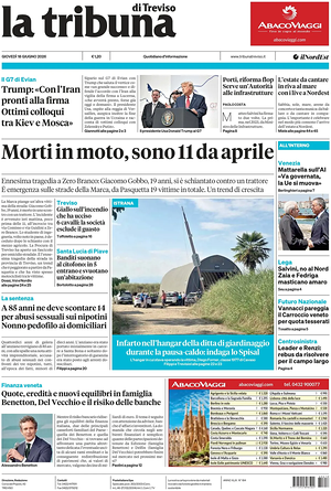 Prima pagina La Tribuna di Treviso di oggi - Quotidiano regionale