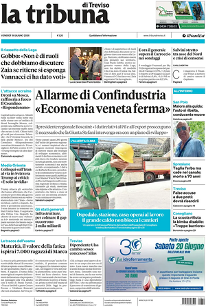 Prima pagina La Tribuna di Treviso di oggi - Quotidiano regionale
