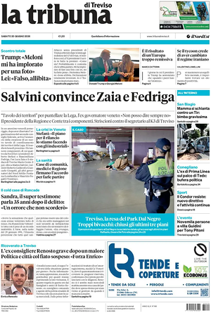 Prima pagina La Tribuna di Treviso di oggi - Quotidiano regionale