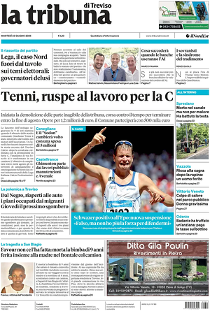 Prima pagina La Tribuna di Treviso di oggi - Quotidiano regionale