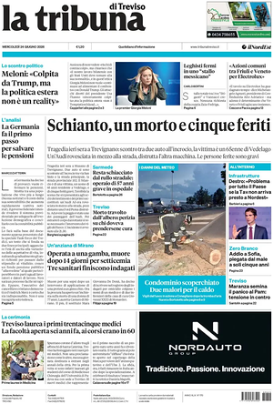 Prima pagina La Tribuna di Treviso di oggi - Quotidiano regionale