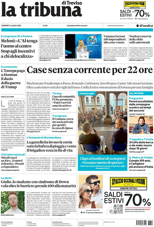 Prima pagina La Tribuna di Treviso di oggi - Quotidiano regionale