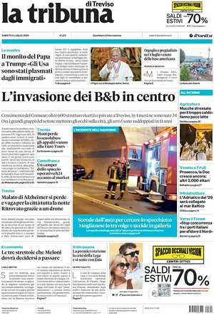 Prima pagina La Tribuna di Treviso di oggi - Quotidiano regionale