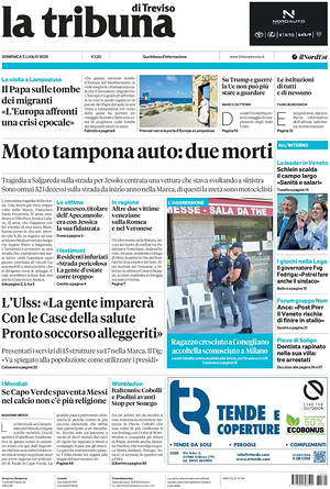 Prima pagina La Tribuna di Treviso di oggi - Quotidiano regionale
