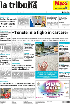 Prima pagina La Tribuna di Treviso di oggi - Quotidiano regionale