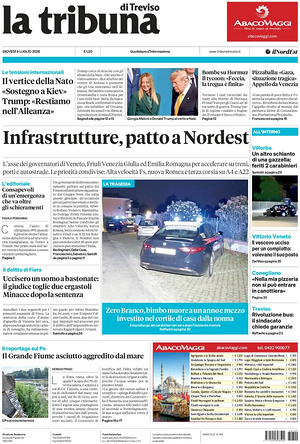 Prima pagina La Tribuna di Treviso di oggi - Quotidiano regionale