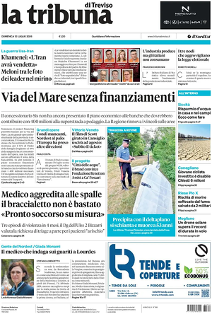 Prima pagina La Tribuna di Treviso di oggi - Quotidiano regionale