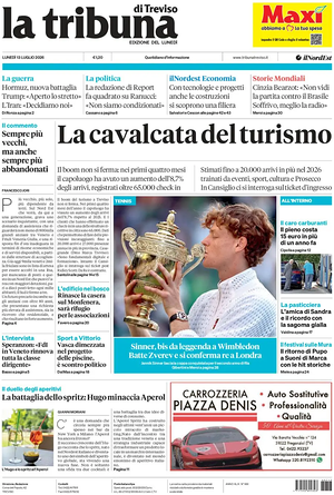 Prima pagina La Tribuna di Treviso di oggi - Quotidiano regionale