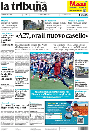 Prima pagina La Tribuna di Treviso di oggi - Quotidiano regionale
