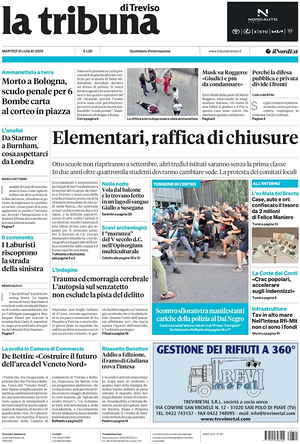 Prima pagina La Tribuna di Treviso di oggi - Quotidiano regionale