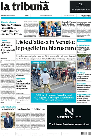 Prima pagina La Tribuna di Treviso di oggi - Quotidiano regionale