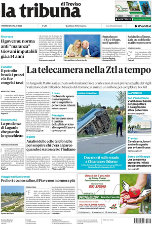 Prima pagina La Tribuna di Treviso di oggi - Quotidiano regionale