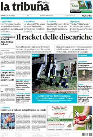 Prima pagina La Tribuna di Treviso di oggi - Quotidiano regionale