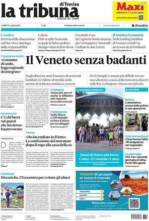 Prima pagina La Tribuna di Treviso di oggi - Quotidiano regionale