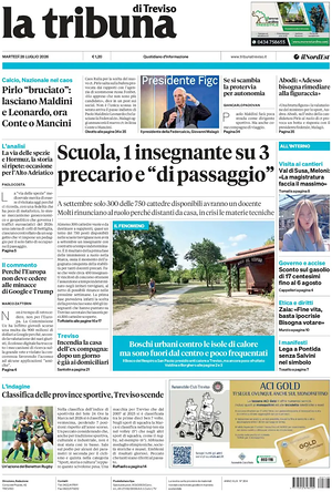 Prima pagina La Tribuna di Treviso di oggi - Quotidiano regionale