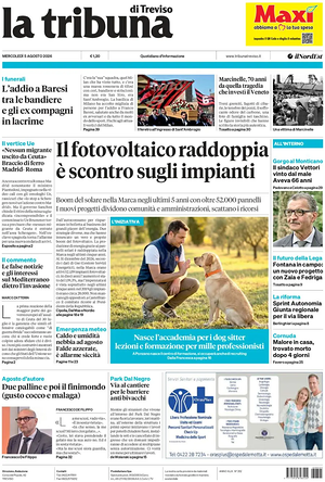 Prima pagina La Tribuna di Treviso di oggi - Quotidiano regionale