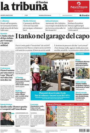Prima pagina La Tribuna di Treviso di oggi - Quotidiano regionale