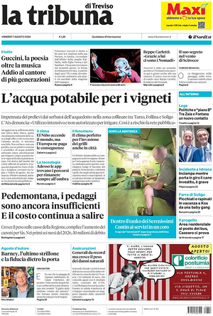 Prima pagina La Tribuna di Treviso di oggi - Quotidiano regionale