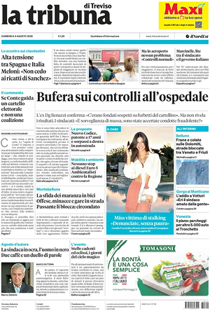 Prima pagina La Tribuna di Treviso di oggi - Quotidiano regionale