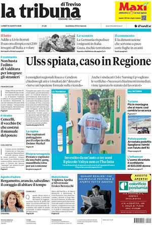 Prima pagina La Tribuna di Treviso di oggi - Quotidiano regionale