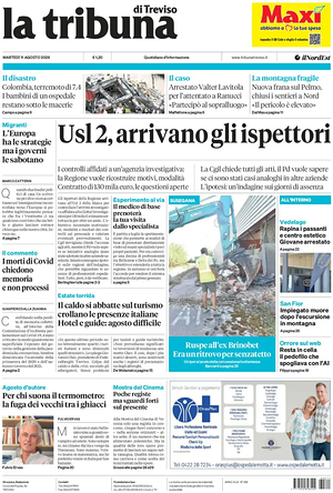 Prima pagina La Tribuna di Treviso di oggi - Quotidiano regionale