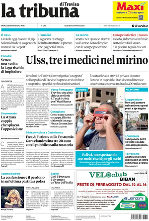 Prima pagina La Tribuna di Treviso di oggi - Quotidiano regionale