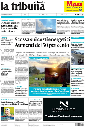 Prima pagina La Tribuna di Treviso di oggi - Quotidiano regionale