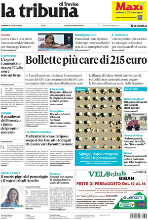 Prima pagina La Tribuna di Treviso di oggi - Quotidiano regionale