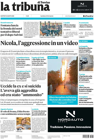 Prima pagina La Tribuna di Treviso di oggi - Quotidiano regionale