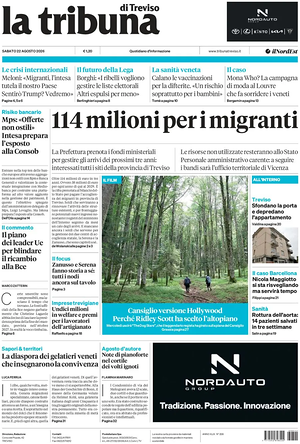 Prima pagina La Tribuna di Treviso di oggi - Quotidiano regionale