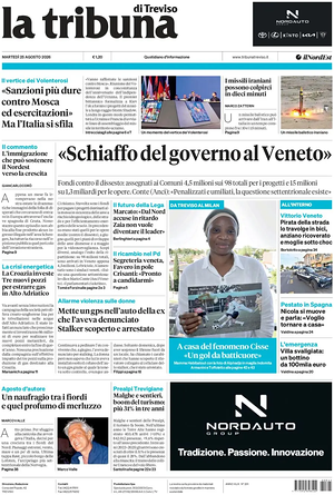 Prima pagina La Tribuna di Treviso di oggi - Quotidiano regionale