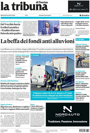 Prima pagina La Tribuna di Treviso di oggi - Quotidiano regionale