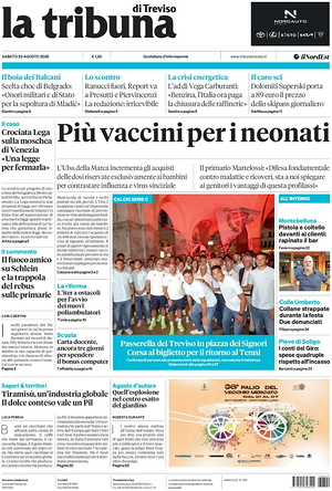 Prima pagina La Tribuna di Treviso di oggi - Quotidiano regionale