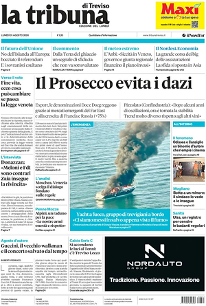 Prima pagina La Tribuna di Treviso di oggi - Quotidiano regionale