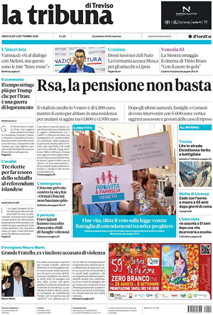 Prima pagina La Tribuna di Treviso di oggi - Quotidiano regionale
