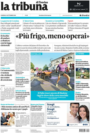 Prima pagina La Tribuna di Treviso di oggi - Quotidiano regionale