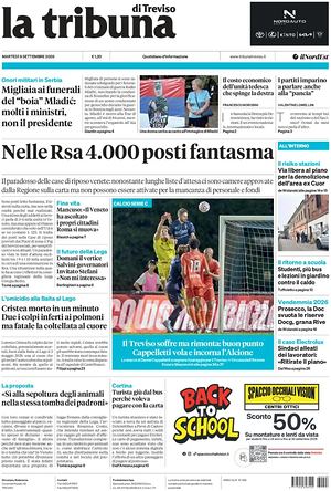 Prima pagina La Tribuna di Treviso di oggi - Quotidiano regionale